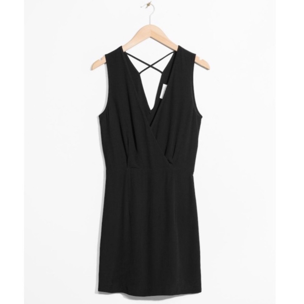 & Other Stories Black Criss Cross Back Mini Dress